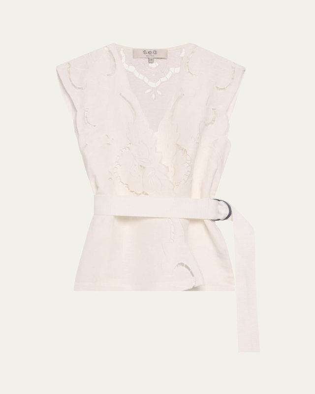 Dahlia Eyelet Vest with Belt